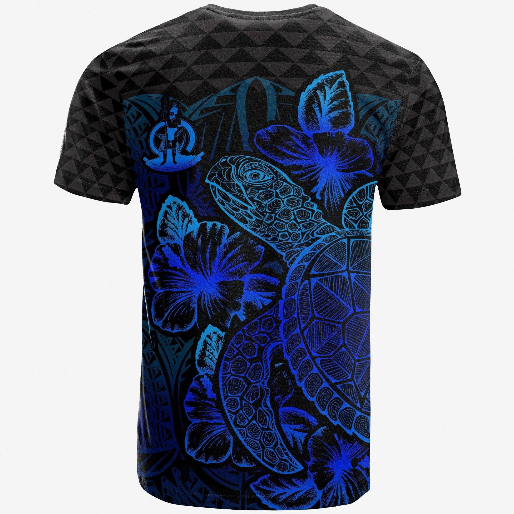 Alohawaii T-Shirt - Tee Vanuatu Polynesian - Turtle Hibiscus Blue - BN39