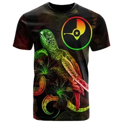 Yap Polynesian T shirt - Turtle With Blooming Hibiscus Reggae