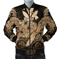 Hawaii Turtle Wave Polynesian Bomber Jacket - Hey Style Gold - AH
