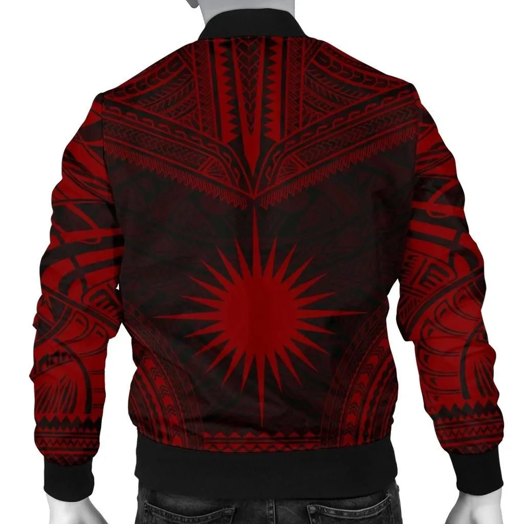 Marshall Islands Polynesian Chief Men's Bomber Jacket - Red Version - Bn10
