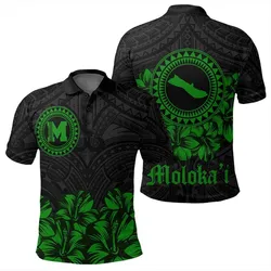 Molokai Map Hibiscus Polynesian Polo Shirt - Lithe Style