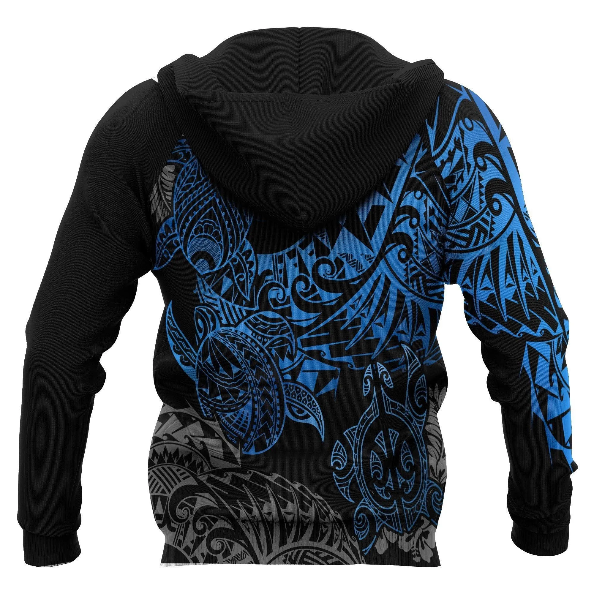 Alohawaii Clothing - Hoodie Polynesian Hawaii (Kanaka Maoli) - Blue Turtle Hibiscus Flowing - BN11