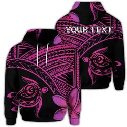 (Personalised) Hawaiian Turtle Plumeria Kakau Polynesian Quilt Hoodie Neo Pink AH