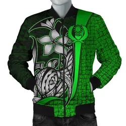 Pohnpei Micronesia Mens Bomber Jackets Green - Turtle With Hook