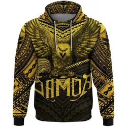 American Samoa Hoodie Eagle Tattoo Style Golden