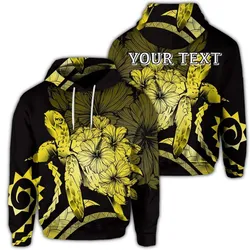 (Personalised) Hawaiian - Hawaii Turtle Hibiscus Polynesian Vintage Hoodie - Yellow - AH
