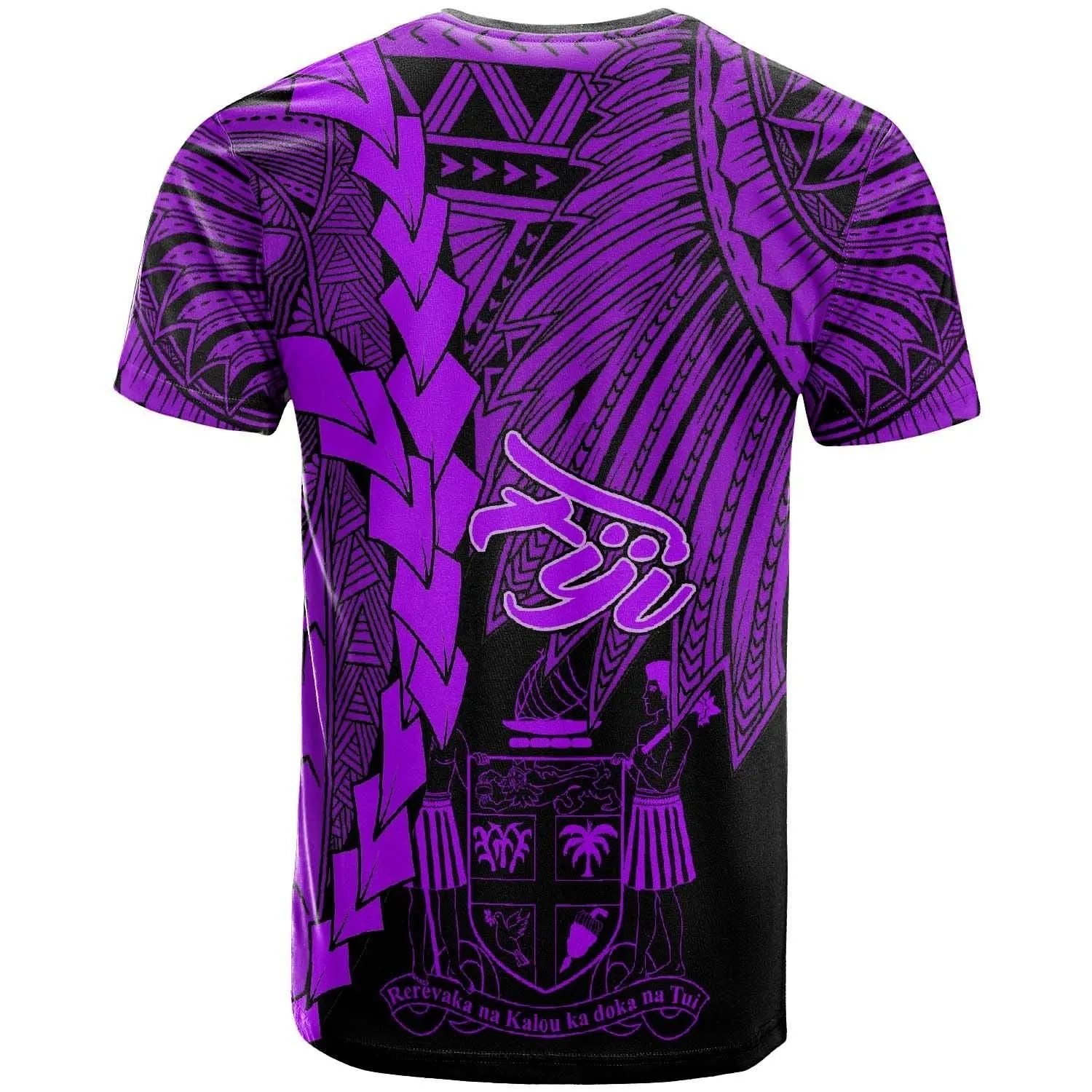 Fiji Polynesian Custom Personalised T-Shirt - Tribal Wave Tattoo Purple