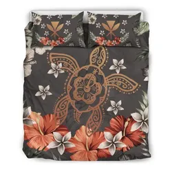FamilyGater Home Set - Hawaii Turtle Polynesian Hibiscus Kanaka Style Tropical- Bedding Set AH J2