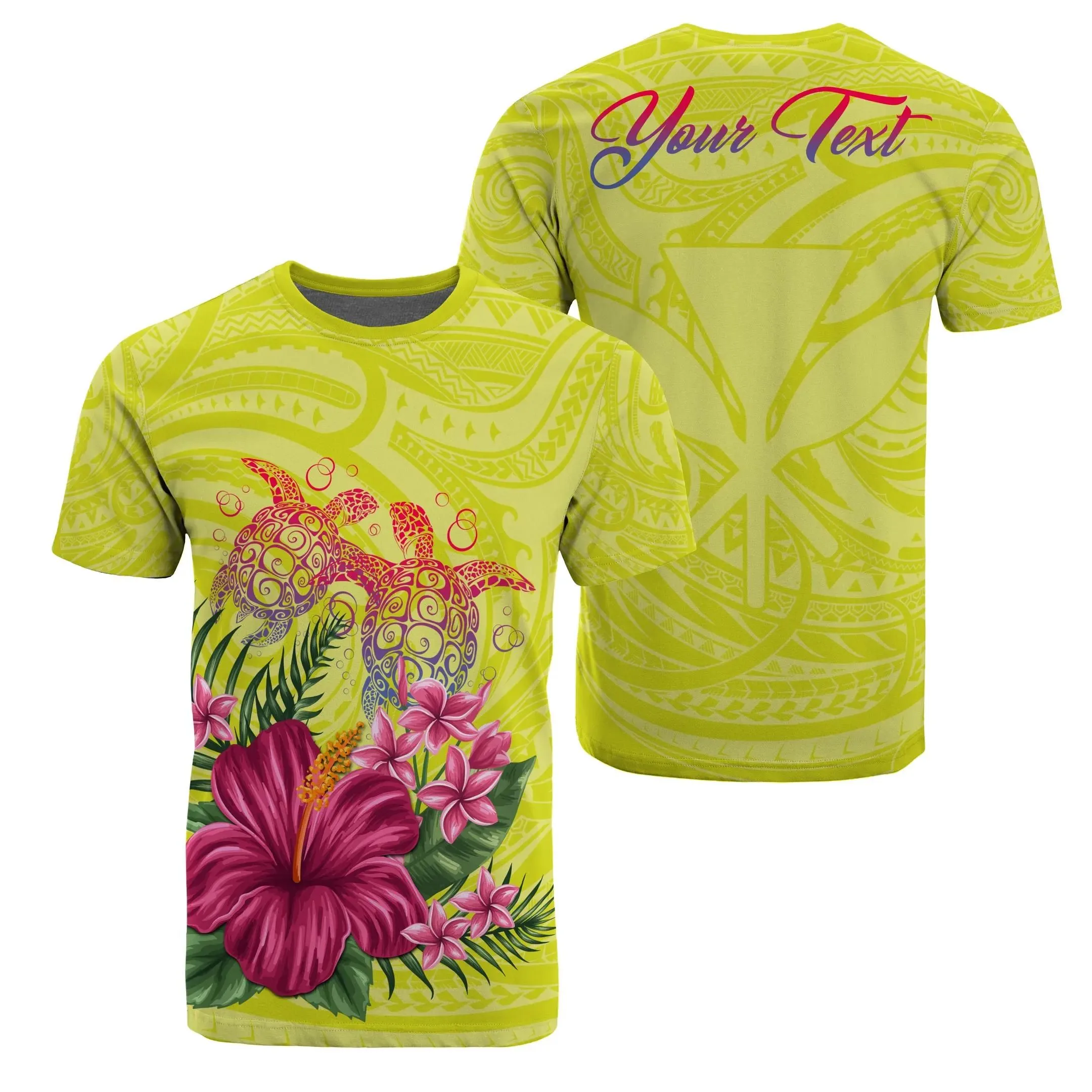 Alohawaii Tee - Personalized Hawaii Turtle Hibiscus Flower Polynesian T-Shirt - Dulcie Style - AH - J2