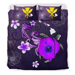 Polynesian Hawaii Map Turtle Hibiscus A Bedding Set Camliae