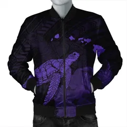 Alohawaii Jacket - Hawaii Polynesian Hibiscus Turtle Map Bomber Jacket Purple - AH - J5R