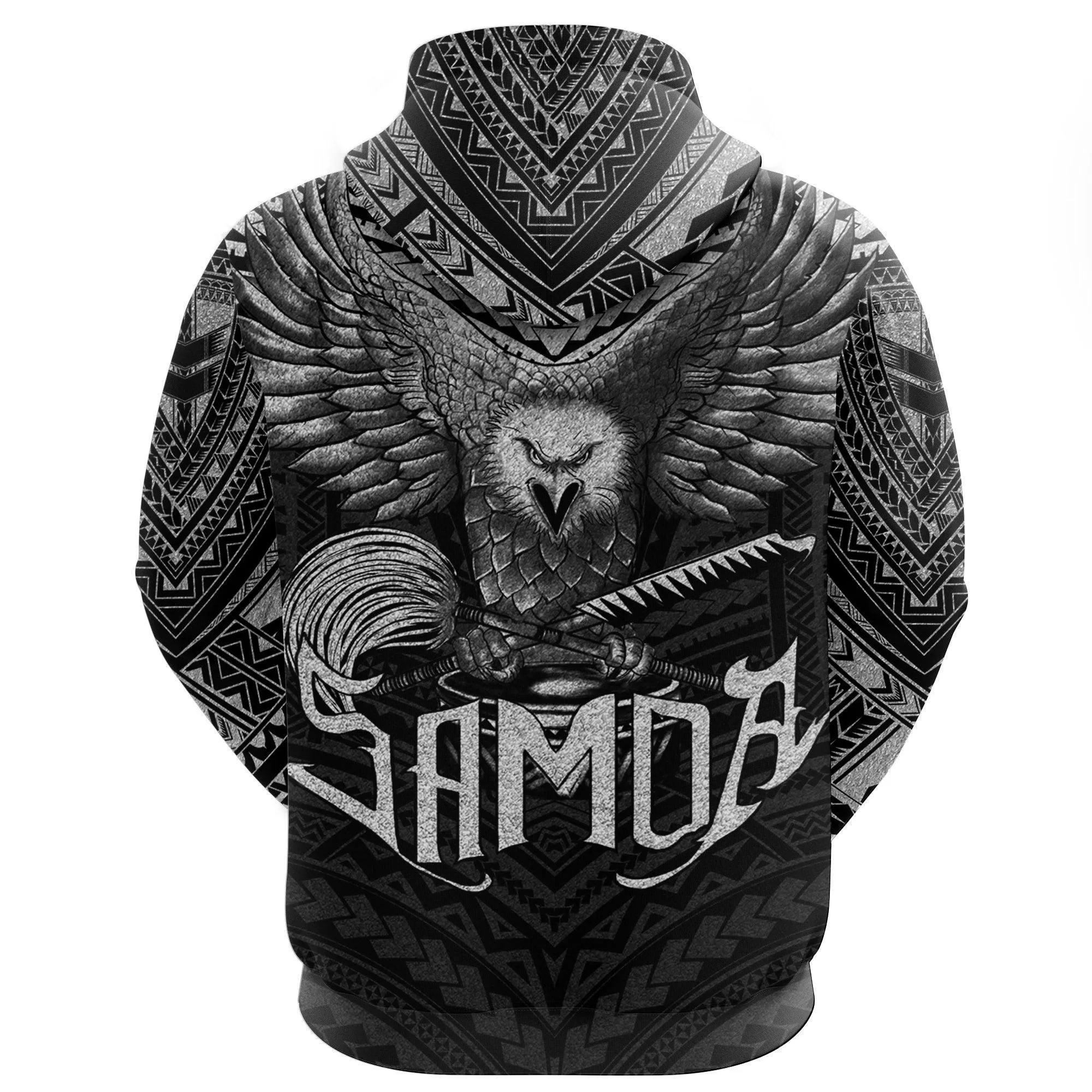 American Samoa Hoodie Eagle Tattoo Style Silver