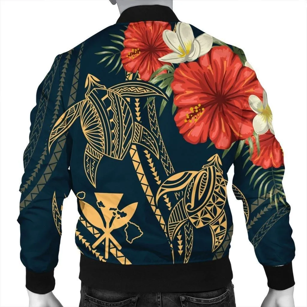 Hawaii Polynesian Turtle Hibiscus Bomber Jacket - Nolan Style