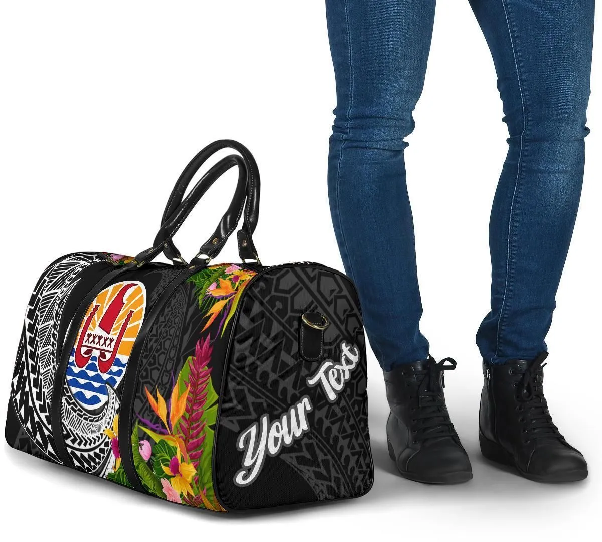 Tahiti Travel Bag - Custom Personalised Seal Spiral Polynesian Patterns