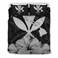 FamilyGater Bedding Set - Cover and Pillow Cases Hawaiian Kanaka Hibiscus Polynesian Love Gray J1