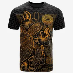 American Samoa American Samoa Turtle Hibiscus Gold Unisex 3D T-Shirt All Over Print HNAMV
