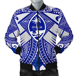 Guam Polynesian Mens Bomber Jacket - Guam White Seal with Polynesian Tattoo Ver 02