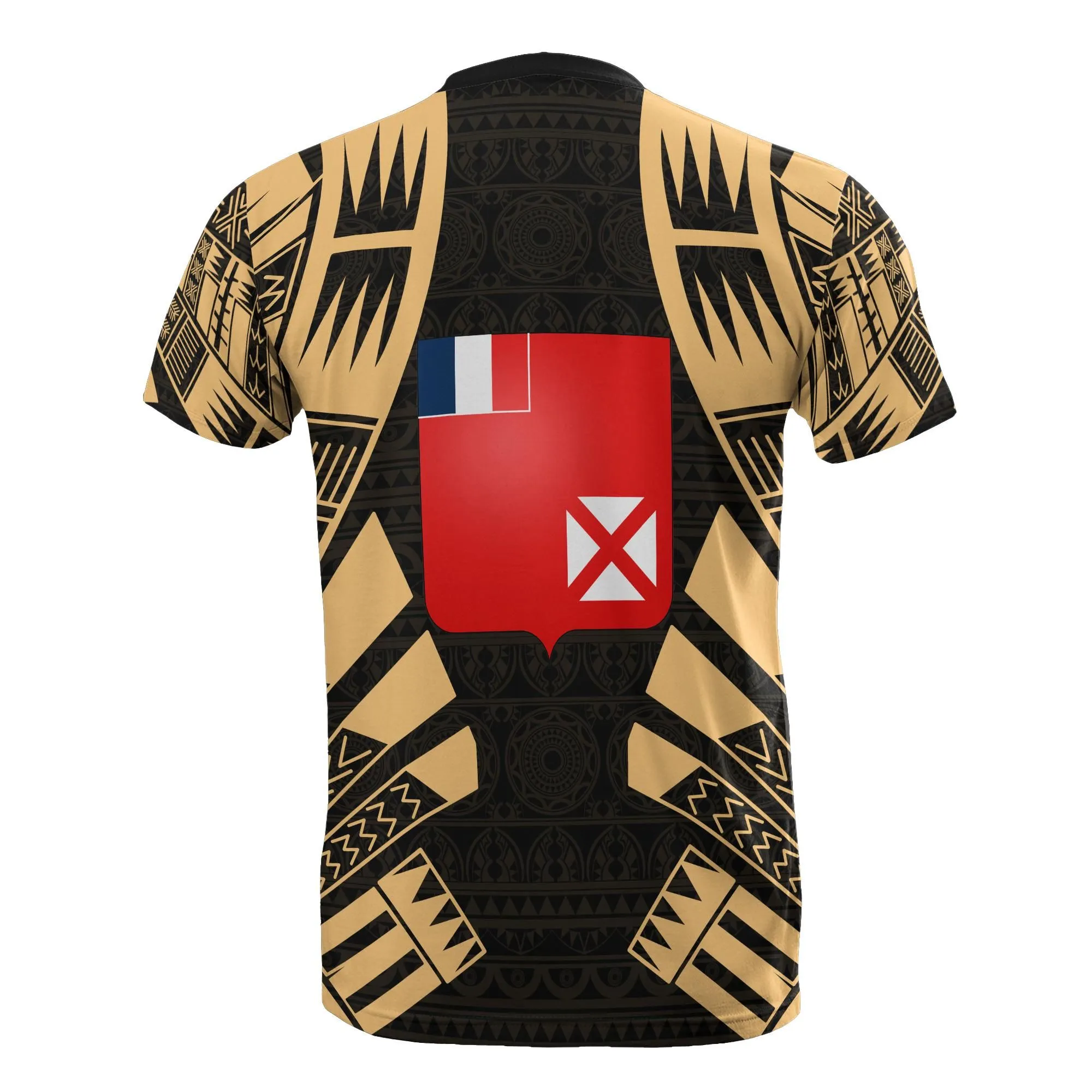 Wallis and Futuna T shirt - Wallis and Futuna Coat Of Arms Polynesian Tattoo Gold Style