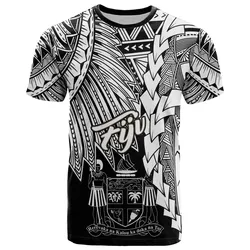 Fiji Polynesian T-Shirt - Tribal Wave Tattoo White