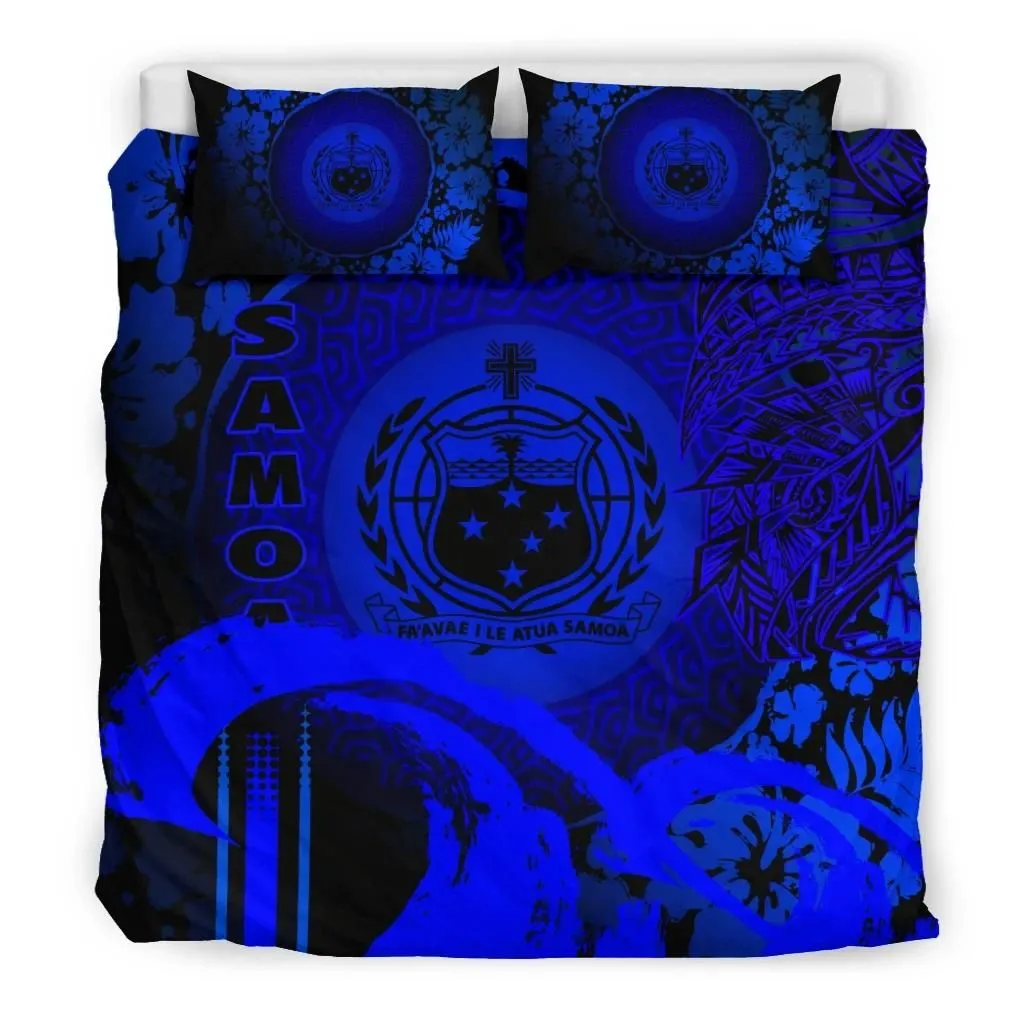 FamilyGater Bedding Set - Cover and Pillow Cases Samoa - Hibiscus And Wave Blue K7