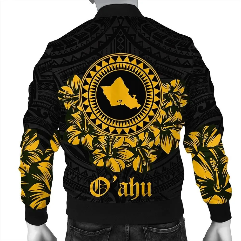 Alohawaii Jacket - Oahu Map Hibiscus Polynesian Bomber Jacket - Lithe Style - AH - JA
