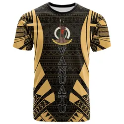 Vanuatu T-Shirt - Vanuatu Coat Of Arms Polynesian Tattoo Gold Style