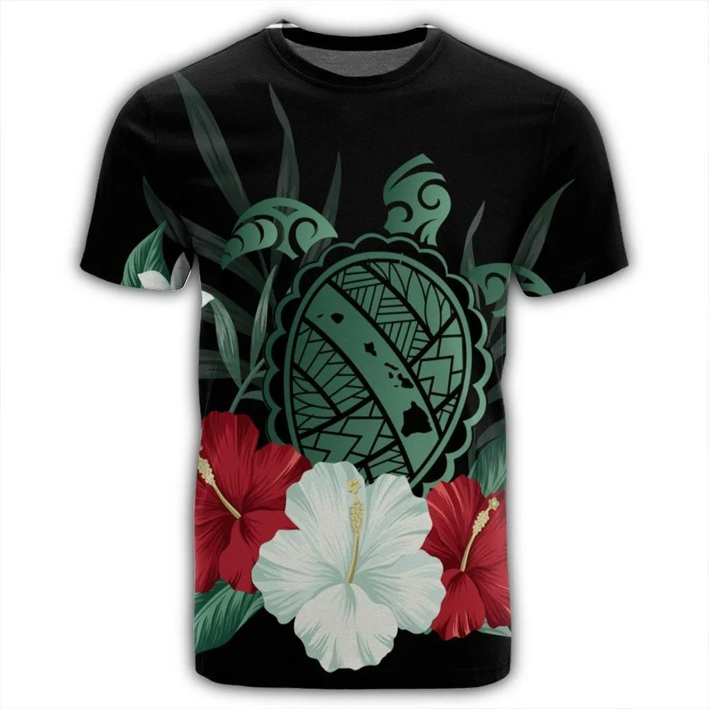 Hawaiian Map Turtle Hibiscus Polynesian T-Shirt - AH