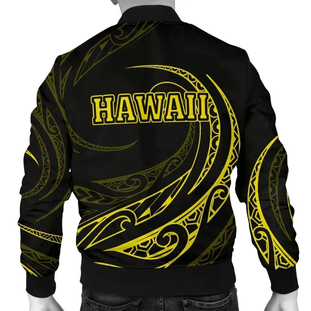 Kanaka Polynesian Men√¢‚Ç¨‚Ñ¢s Bomber Jacket - Yellow - Frida Style - AH J9