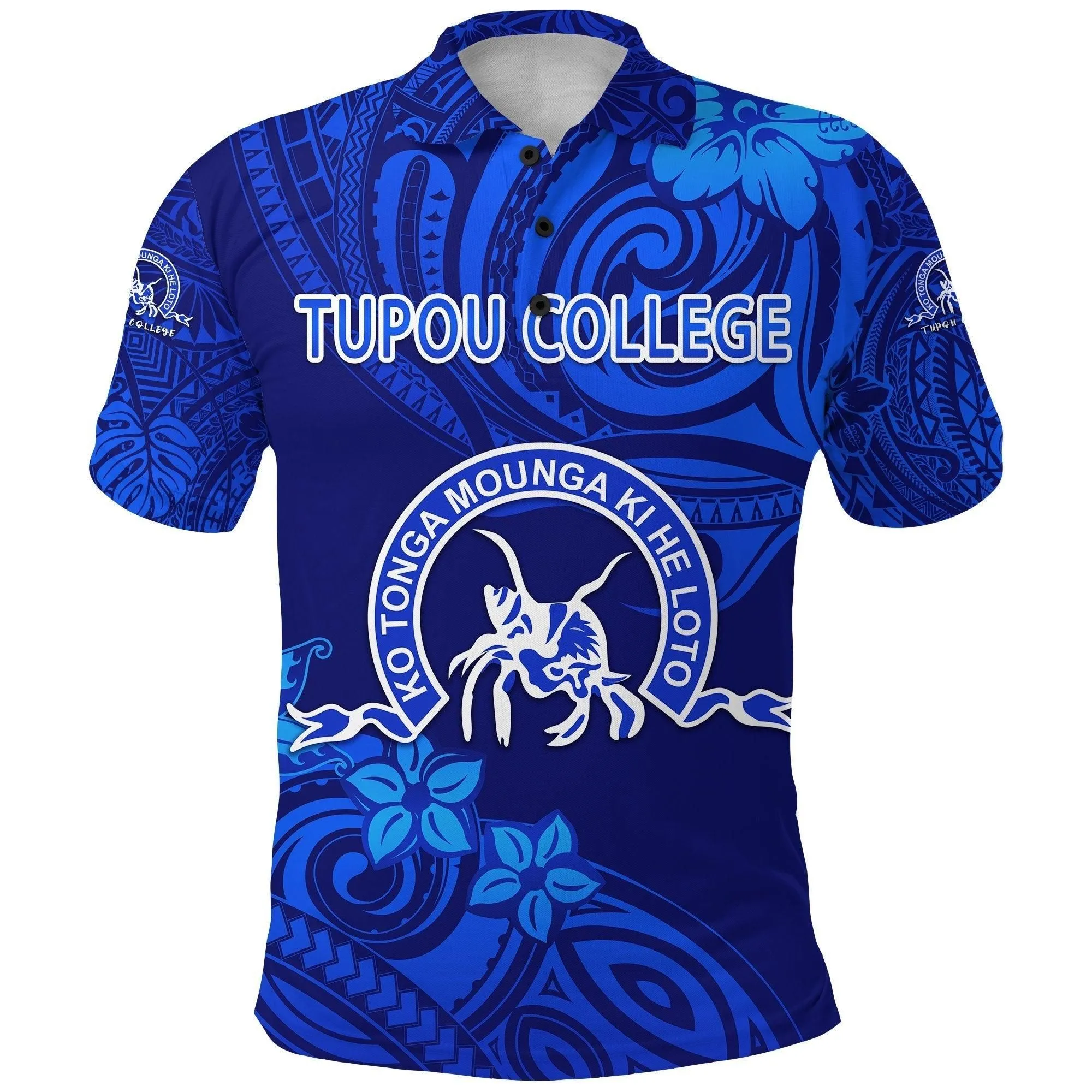 (Custom Personalised) Kolisi Ko Tupou College Tonga Polo Shirt Unique Vibes - Full Blue, Custom Text and Number