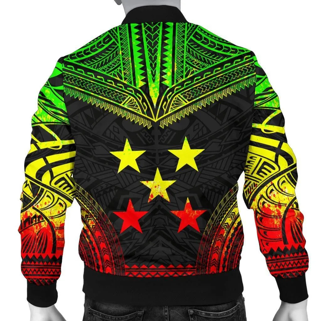 Gambier Islands Polynesian Chief Men's Bomber Jacket - Reggae Version - Bn10
