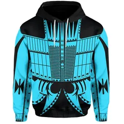 Warrior Yap Tattoo All Over Blue 3D Printed Sublimation Hoodie Hooded Sweatshirt Comfy Soft And Warm For Men Women S to 5XL CTC05031427