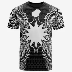 Nauru All Nauru Flag Map Polynesian Tattoo White Black Unisex 3D T-Shirt All Over Print ONCIG