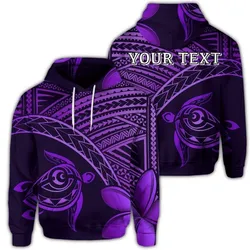 (Personalised) Hawaiian Turtle Plumeria Kakau Polynesian Quilt Hoodie Neo Purple AH