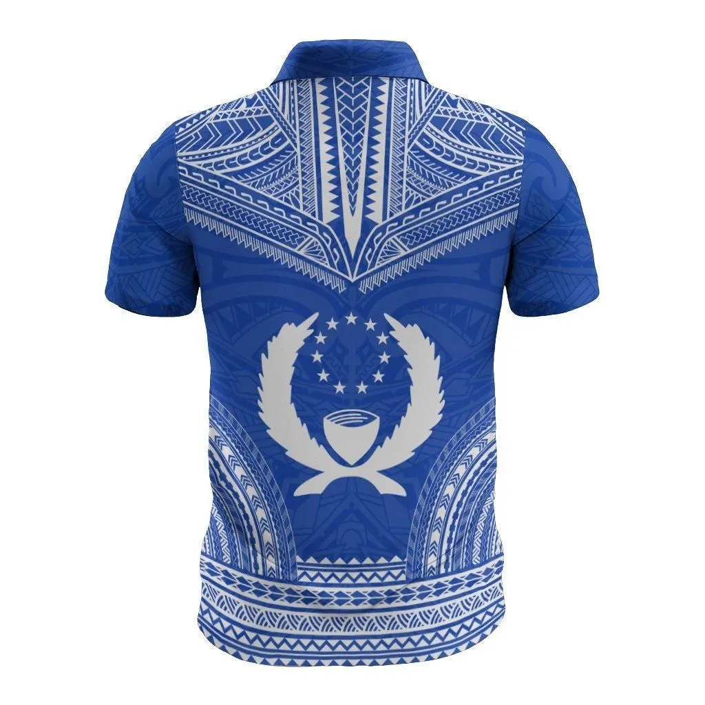 Pohnpei Polo Shirt - Pohnpei Flag Polynesian Chief Tattoo Flag Version