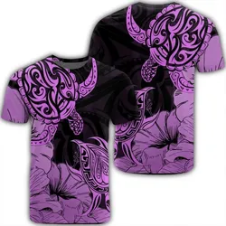 Alohawaii Tee - Hawaii Turtle T-Shirt Polynesian Hibiscus Art Pink - AH - JR