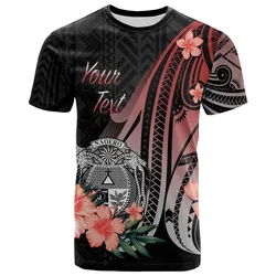 Nauru Personalised Custom T shirt - Red Polynesian Hibiscus Pattern Style