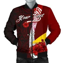 Tokelau Polynesian Custom Personalised Mens Bomber Jacket - Coat Of Arm With Hibiscus