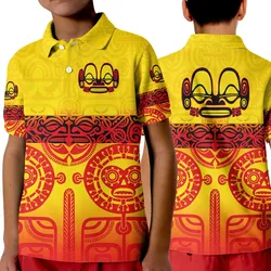 Marquesas Islands Polo Shirt KID Marquesan Tattoo Special Style - Gradient Yellow LT8