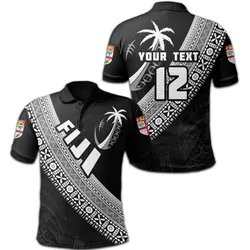 (Custom Personalised) Fiji Tapa Rugby Polo Shirt version Style You Win - White