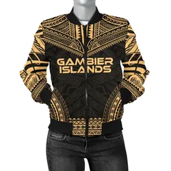 Gambier Islands Polynesian Chief Women'S Bomber Jacket - Gold Version - Bn10