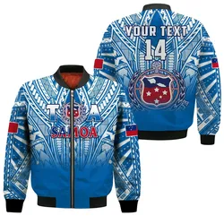 (Custom Text And Number) Samoa Rugby Bomber Jacket Toa Samoa Polynesian Pacific Blue Version LT14