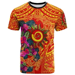 Polynesian T shirt - Vanuatu Symbols With Hibiscus Ver02