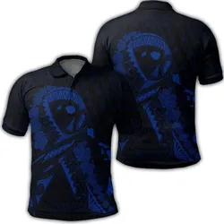 Hawaiian Map Heart Ribbon Cancer Hibiscus Blue Polynesian Polo Shirt