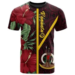 Vanuatu Polynesian T-Shirt - Tropical Flowers With Seal