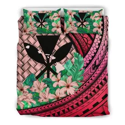 Kanaka Maoli (Hawaiian) Bedding Set - Lauhala Polynesian Hibiscus Pink A24