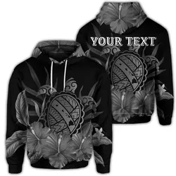 (Personalised) Hawaiian Map Turtle Hibiscus Polynesian Hoodie - White - AH