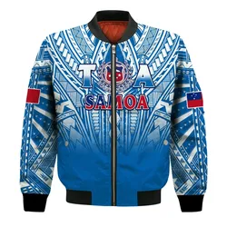 Samoa Rugby Bomber Jacket Toa Samoa Polynesian Pacific Blue Version LT14