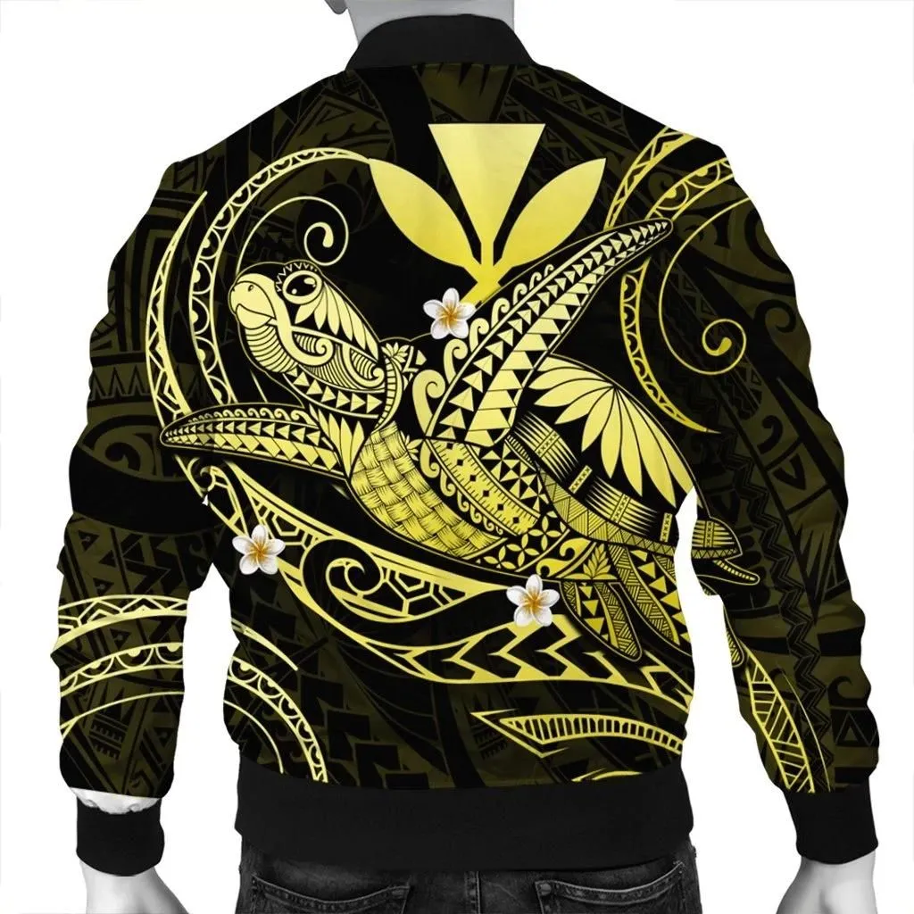 Alohawaii Jacket - Hawaii Turtle Polynesian Bomber Jacket - Nane Style Yellow - AH - J4R