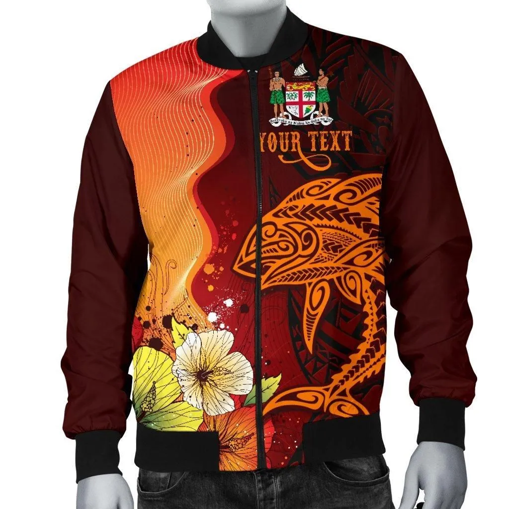 Fiji Custom Personalised Mens Bomber Jacket - Tribal Tuna Fish