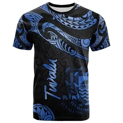 Tuvalu Polynesian T shirt - Poly Tattoo Blue Version